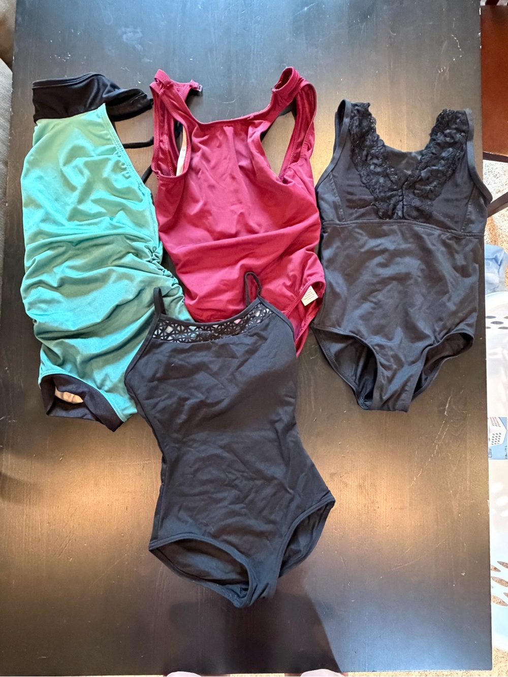 Girls lot of IC Leotards - Black, Teal, Burgundy